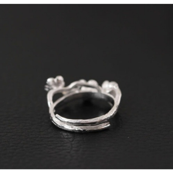 PLUM Blossom Ring  925 Sterling Silver, adjustable Cottagecore Boho Feminine - Picture 6 of 6